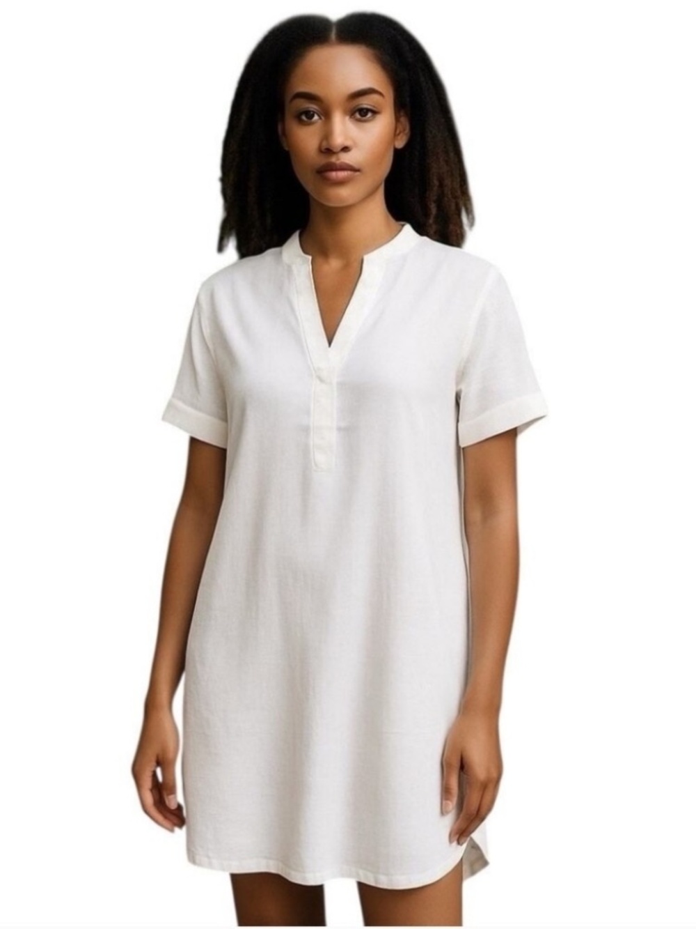 H&M Linen Blend White Tunic Dress